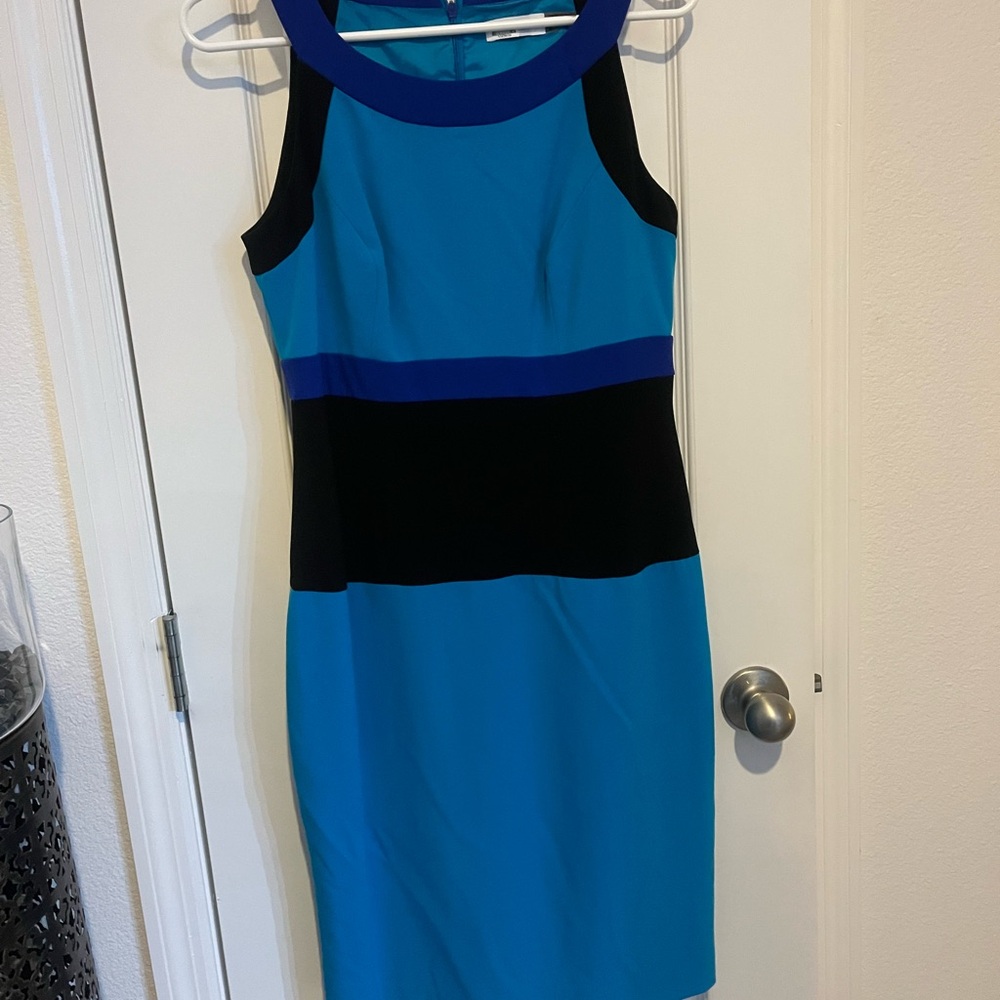 Calvin Klein Blue and Black Midi Dress